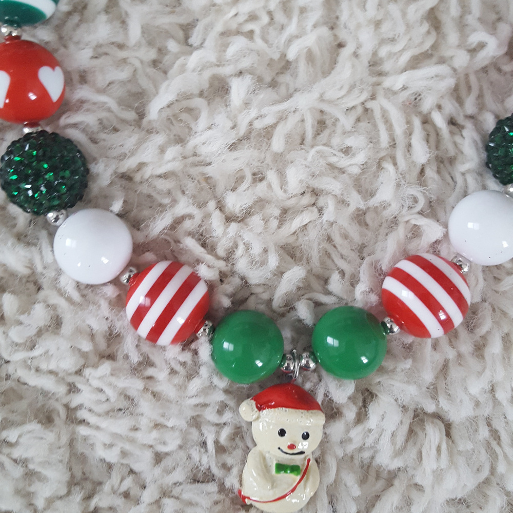 Sparkly Snowman Beaded Necklace For Toddler Girls - Picture 2 of 2